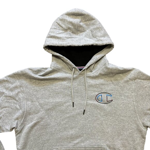 CHAMPION Gel Script Powerblend Fleece Hoodie Pullover in Oxford Gray MEN'S L - Picture 4 of 11